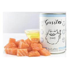 GUSSTO Cat Fresh Salmon šlapias kačių maistas, šviežia lašiša 400 g