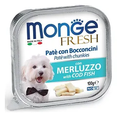 MONGE Fresh Alu Pate&chunkies konservai šunims su menke, 100 g