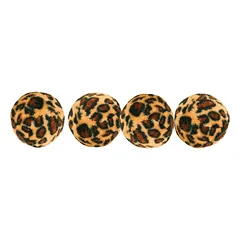 Trixie Set Of Toy Balls With Leopard Print žaislas katėms, fliso kamuoliukai su garsu, 4 vnt., 4 cm