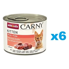 ANIMONDA Carny Kitten Beef&Turkey 6x200 g jautiena ir kalakutiena kačiukams