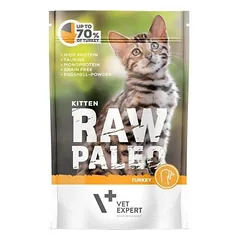 RAW PALEO Kitten Turkey pouch guliašas kačiukams su kalakutiena, 100 g