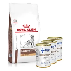 ROYAL CANIN Fibre Response Gastrointestinal 14kg + ENZO VET Žarnyno dieta šunims su ėriena 3x400g