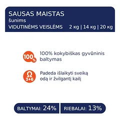 CLUB 4 PAWS Premium visavertis sausas pašaras vidutinių veislių suaugusiems šunims, 14 kg — 5 nuotrauka