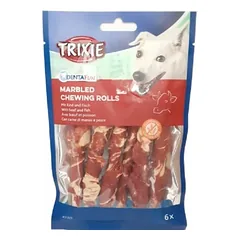 Trixie Denta Fun Marbled Beef Chewing Rolls kramtomi skanėstai šunims, 12 cm, 6 vnt./70 g