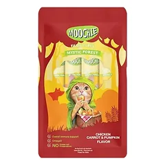 MOOCHIE Fairy Puree vištiena, morkos ir moliūgai, 5×15 g, skanėstas katėms 