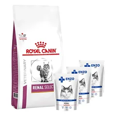 ROYAL CANIN Renal Select Feline 2kg + ENZO VET Renal su jautiena želė katėms 3x100g