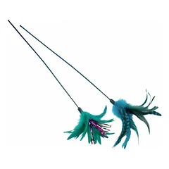 Žaislas katei plunksnos ant pagaliuko 59 cm