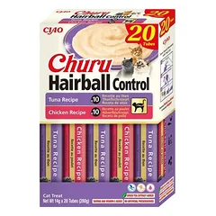 CHURU Hairball kreminis skanėstas su vištiena ir tunu katėms, 20 vnt.