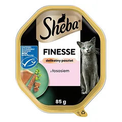 SHEBA Finesse 85 g dėžutė, visavertis šlapias pašaras suaugusioms katėms su lašiša putėsiuose nuotrauka