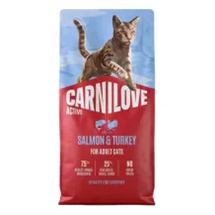 Carnilove Active sausas pašaras su lašiša ir kalakutiena katėms