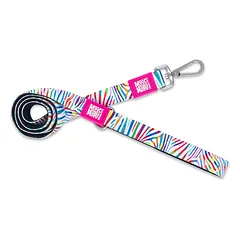 Max&Molly Trumpas Pavadėlis Magic Zebra - spalvingas miesto pavadėlis šunims, vaivorykštės zebro raštas, 120 cm — 4 nuotrauka