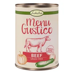 Lukullus Menu Gustico - jautiena su moliūgu, obuoliu ir raudonėliu, drėgnas maistas šunims, 400 - 499 g — 2 nuotrauka