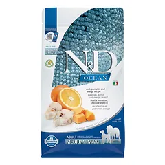Farmina N&D Ocean Medium Maxi Adult Cod, Pumpkin & Orange sausas maistas šunims