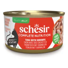 Schesir Complete Nutrition konservai su tunu ir krevetėmis drebučiuose katėms