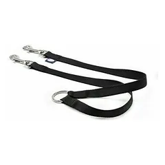 Nylon coupler leash 2 x45 cm melna