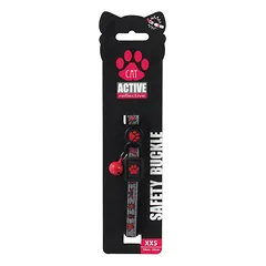 Active Cat Collar Reflective XXS Red atspindintis antkaklis katėms ir kačiukams, reguliuojamas, su varpeliu, 1×16-22 cm — 3 nuotrauka