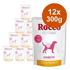 Rocco Diet Care Diabetic su vištiena ir jautiena bei ryžiais, drėgnas maistas šunims 300 g, paketėlis — 4 nuotrauka