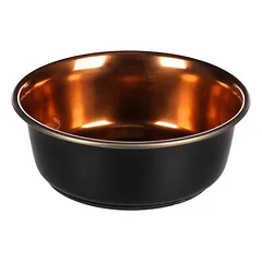 Flamingo Ezra Round Black & Copper - plieninė dubenėlis šunims ir katėms, juoda ir vario spalvos