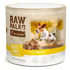RAW PALEO Olympic Turkey Mini 90g kalakutas, hipoalerginis monoproteininis treniravimo skanėstas šunims