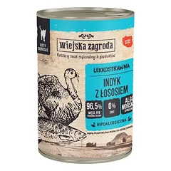 WIEJSKA ZAGRODA Kalakutiena su lašiša - drėgnas kačių ėdalas 12x400g