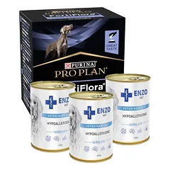 PURINA PVD FortiFlora Dog 30 paketėlių + 3x ENZO VET Hipoalerginė dieta su kalakutiena šunims 400g