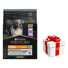 PRO PLAN Sensitive Digestion vidutinių ir didelių veislių suaugusių šunų ėdalas su kalakutiena 2,5 kg + STAIGMENA ŠUNIUI