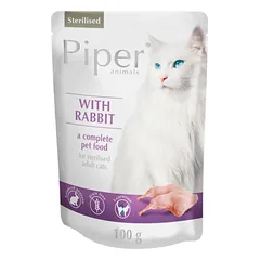 PIPER Animals Sterilised su triušiu – 100 g drėgnų maisto davinių sterilizuotoms katėms