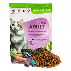 Lyra Pet Lecker.Pet® Mia's Adult skani paukštiena, sausas maistas katėms, 2,5 kg + 2 pelytės — 5 nuotrauka