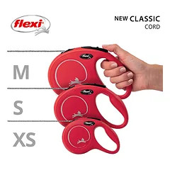 FLEXI pavadėlis šuniui New Classic XS virvinis 3m, raudonas — 4 nuotrauka