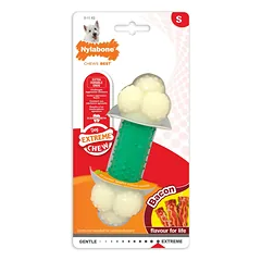 Nylabone Extreme Double Action Bacon - tekstūruotas kramtomasis žaislas šunims, pagardintas šonine ir mėtomis, XL — 4 nuotrauka