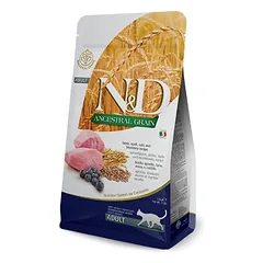 Farmina N&D Cat Low Grain Jautiena, Mėlynės mažai grūdų turintis sausas maistas suaugusiems katėms, 1.5 kg