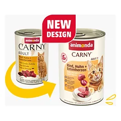 Animonda Carny Adult Beef + Chicken + Duck Heart – konservai katėms su šviežia jautiena, vištiena ir ančių širdelėmis, 400 g — 2 nuotrauka
