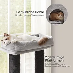 Kačių draskyklė su pliušiniu kamuoliuku, 160 cm — 3 nuotrauka