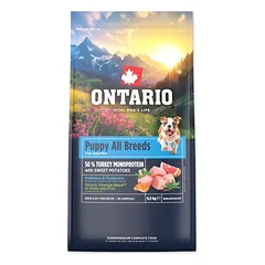 Ontario Puppy All Breeds Monoprotein Turkey & Sweet Potatoes sausas maistas visų veislių šuniukams ir jaunikliams su kalakutiena ir saldžiosiomis bulvėmis, 6,5 kg