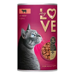 MY LOVE VISAVERTIS KONSERVUOTAS ĖDALAS SUAUGUSIOMS KATĖMS SU JAUTIENA PADAŽE 415g