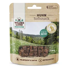 WILDES LAND Soft snack chicken pusiau drėgni skanėstai šunims su vištiena, 70 g