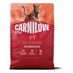 CARNILOVE Active Beef&Venison Sterilised sausas pašaras katėms su jautiena ir elniena, 2 kg