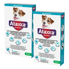 2x KRKA Ataxxa 500 mg/100 mg lašai šunims, sveriantiems nuo 4 kg iki 10 kg