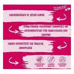 Dokas kramtomoji spiralė su antienos krūtinėle, skanėstai šunims — 3 nuotrauka
