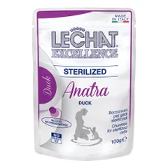 LeChat Excellence Sterilized Chunkies pakelis su antiena, drėgnas maistas katėms 100 g parduotuvėje animu.lt