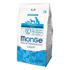 MONGE LIGHT Adult sausas maistas šunims su lašiša 12 kg