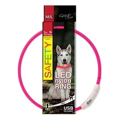 Dog Fantasy LED antkaklis šunims, nailoninis, rožinis, 65 cm