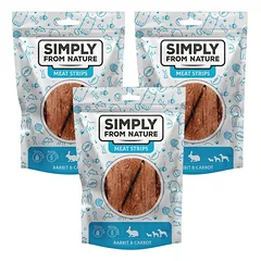 SIMPLY FROM NATURE Meat Strips Mėsos juostelės su triušiena ir morkomis šunims 3x80 g