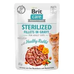 Brit Care Sterilized Fillets in Gravy Healthy Rabbit konservai katėms su triušiena 85 g