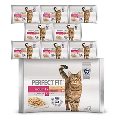 PERFECT FIT Adult  konservai 36x85g - šlapias kačių maistas padaže (su vištiena ir žirniais, su jautiena ir morkomis)