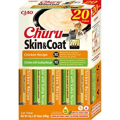 INABA Churu Cat Skin Coat 20x14g vištienos, vištienos ir šukučių kreminis skanėstas katėms