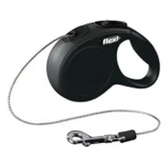 Flexi New Classic XS automatinis pavadys juodas, 3 m, virvutė