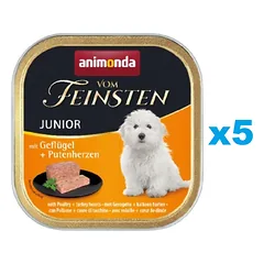 ANIMONDA Vom Feinsten Junior rinkinys su paukštienos ir kalakutienos širdimis 5 x 150 g