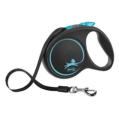 Trixie Flexi BLACK DESIGN Tape Leash automatinis pavadėlis šunims, mėlynas, 5 m