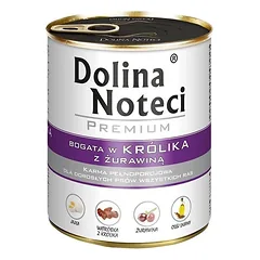 DOLINA NOTECI PREMIUM produkto sudėtyje yra gausu triušienos ir spanguolių 800g x18